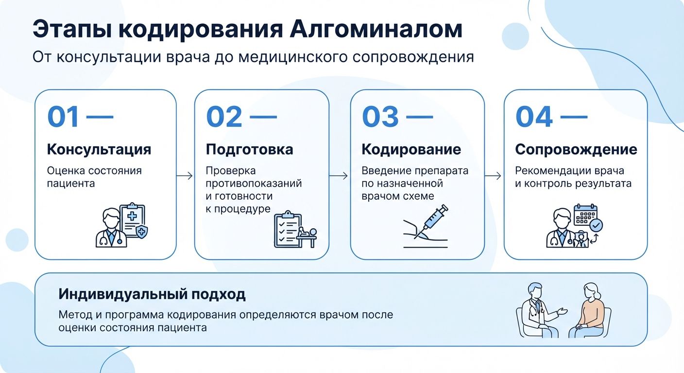 Кодирование препаратом «Алгоминал» в Алатау инфографика